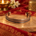 Brazalete abierto de cobre, pulsera graduable, diseño ornamental oriental