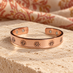 brazalete de cobre grabado para mujer, pulsera abierta ajustable de India Colombia