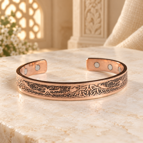 Brazalete Cobrizo Ajustable con Árbol De La Vida
