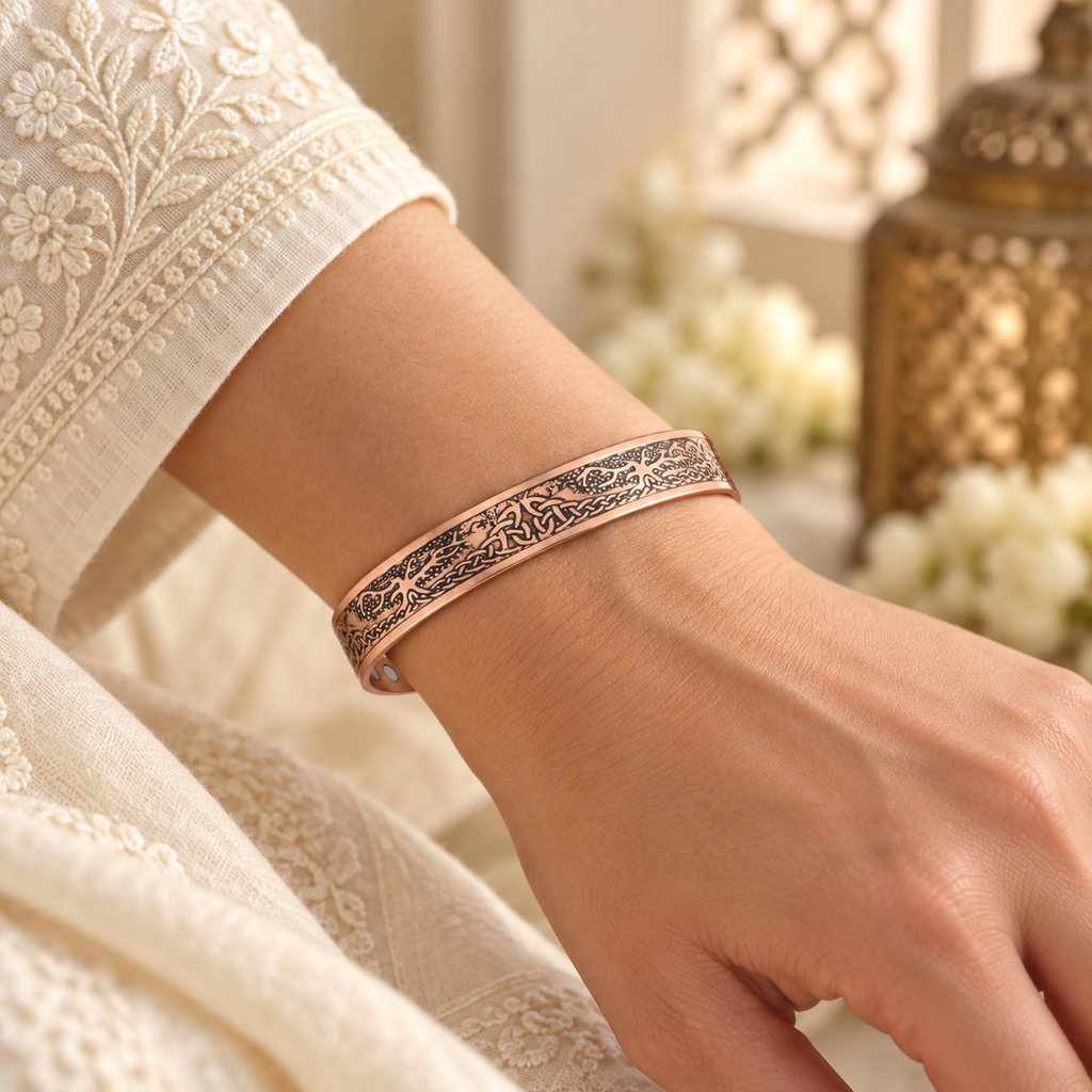 Pulsera étnica para mujer, brazalete abierto, regalo con diseño de árbol
