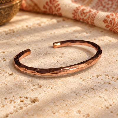 pulsera de cobre de la India, brazalete facetado para mujer en Colombia