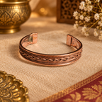 brazalete de cobre importado de India, pulsera oriental ajustable, joyería artesanal para mujer