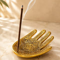 porta incienso mano, mano de Fátima dorada, incensario Hamsa, soporte para varillas, decoración zen.